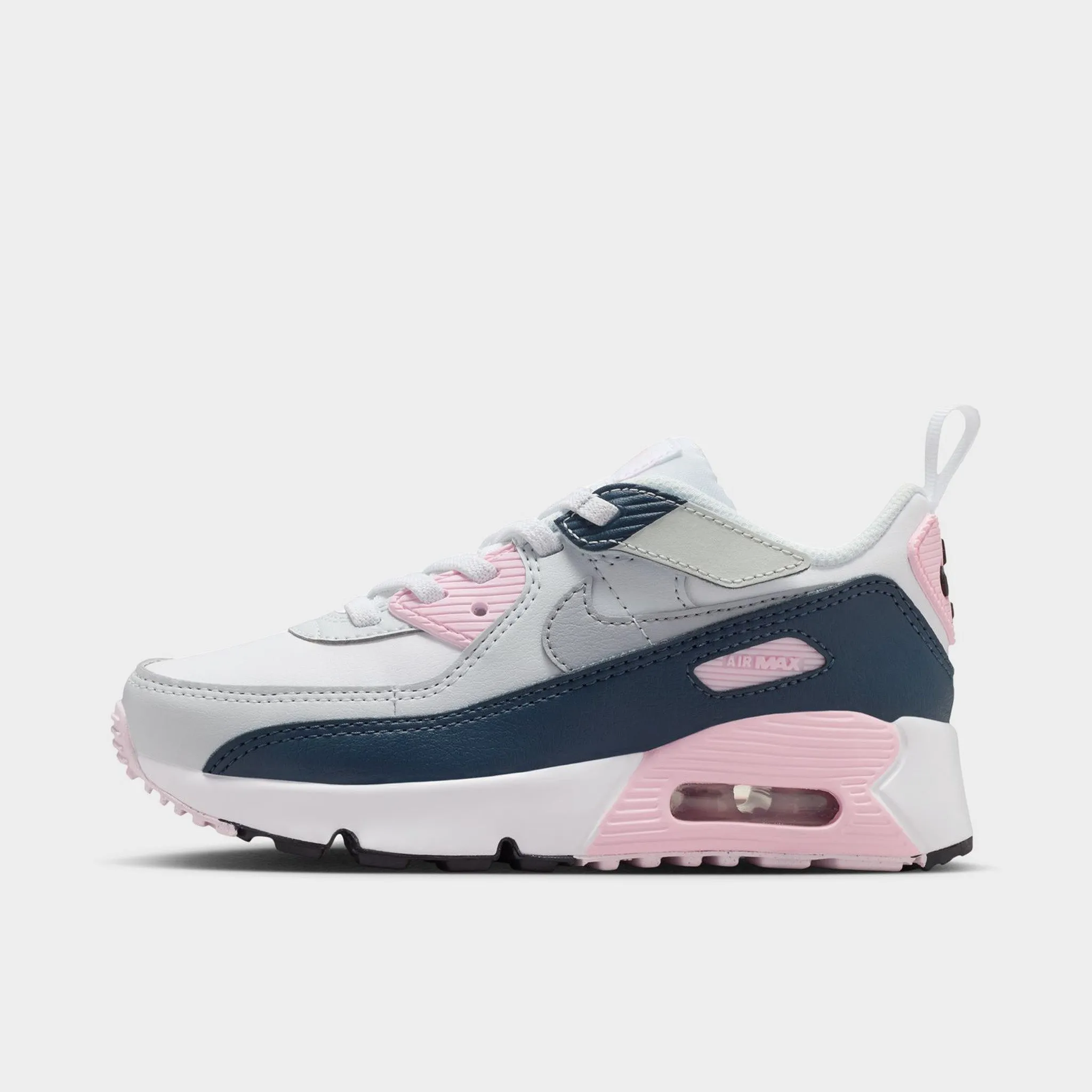 Breathable Liner Cushioned Midsole Tech Nike Air Max 90 Easy On PS White / Wolf Grey - Pink Foam