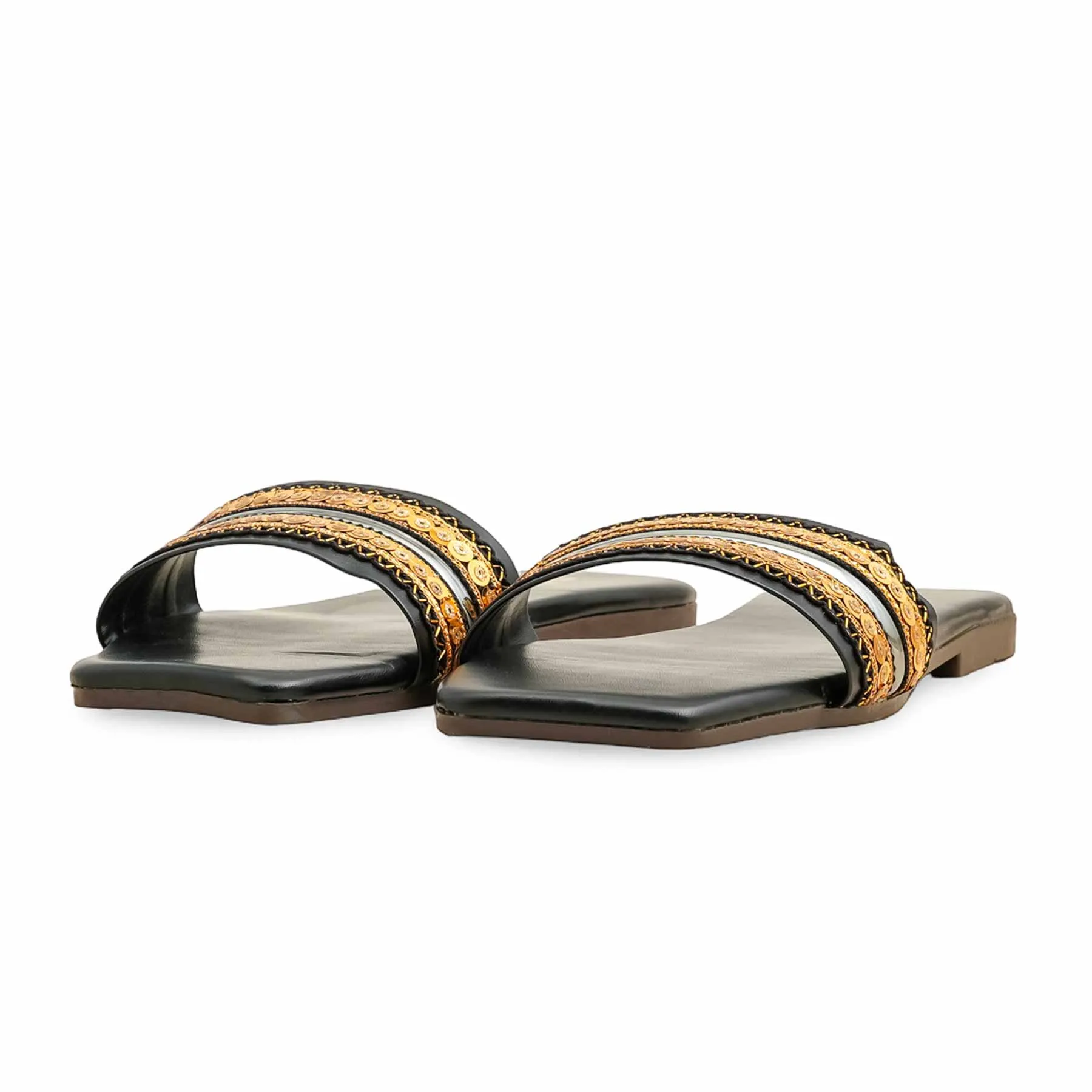 Fashionable Flats Shoes Canvas Material Black Casual Slipper CL2137