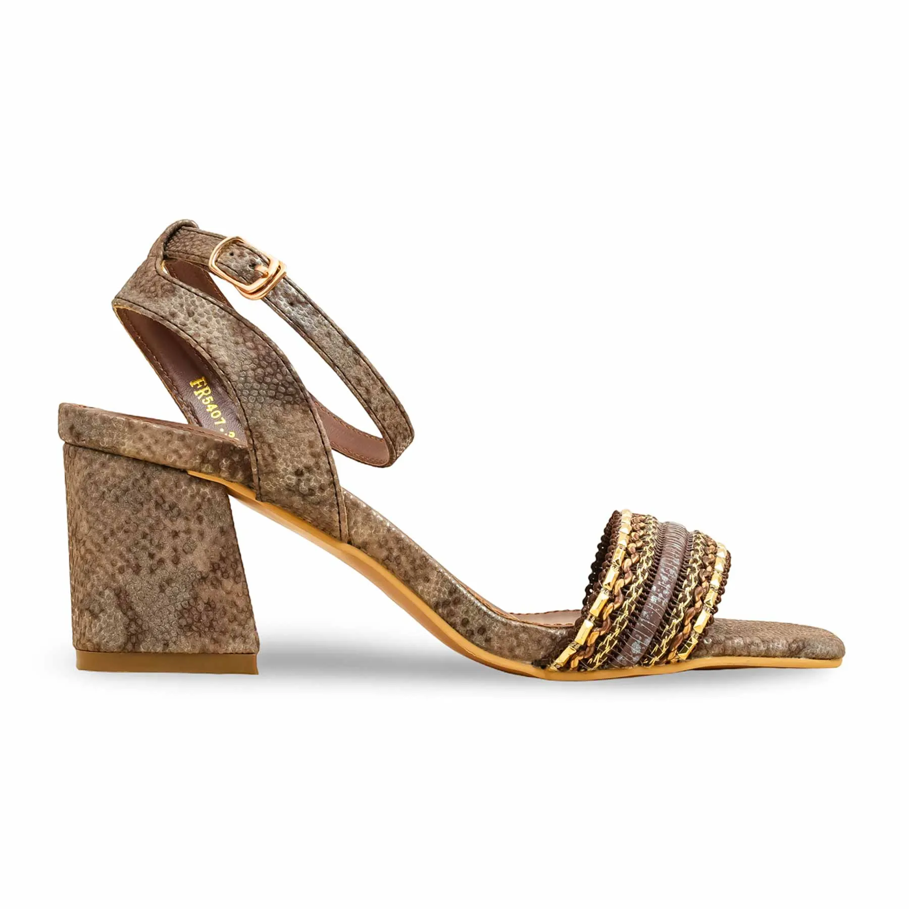 Brown Formal Sandal FR5407 Red Heel