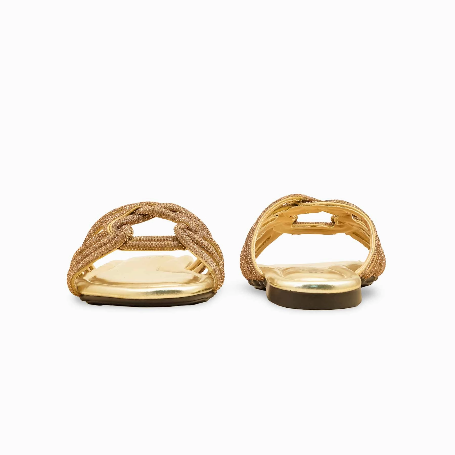 Elegant Cushion Toe box Golden Fancy Slipper For Women FN8012