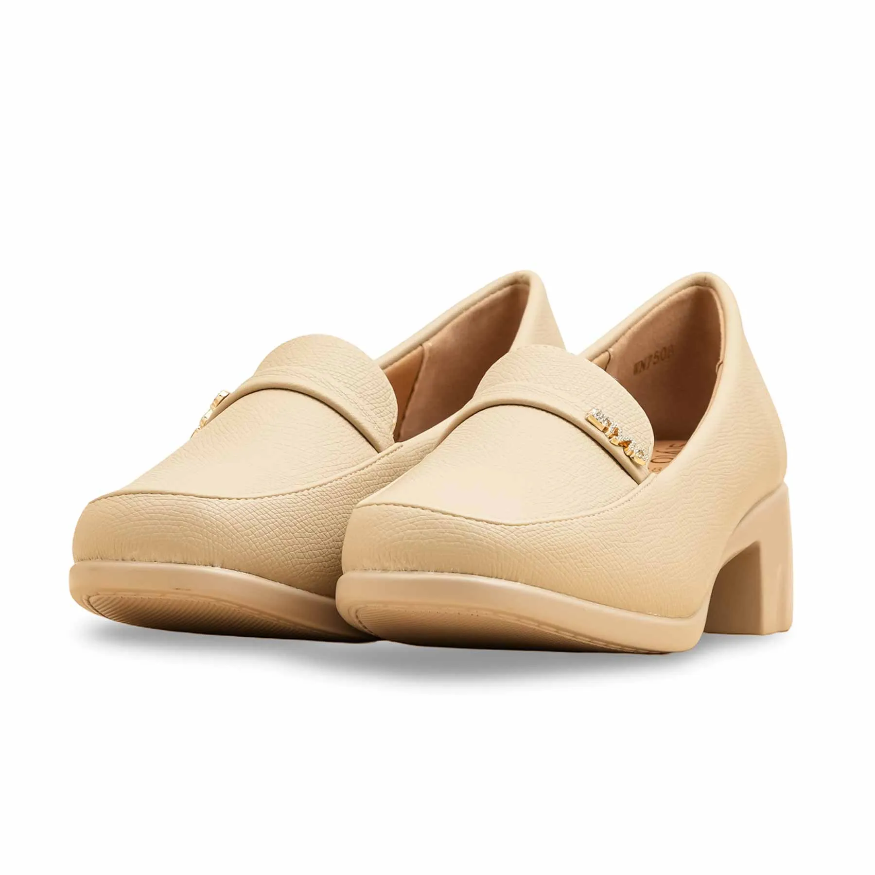 Feminine Feel Bold Design Beige Court Shoes For Women WN7508