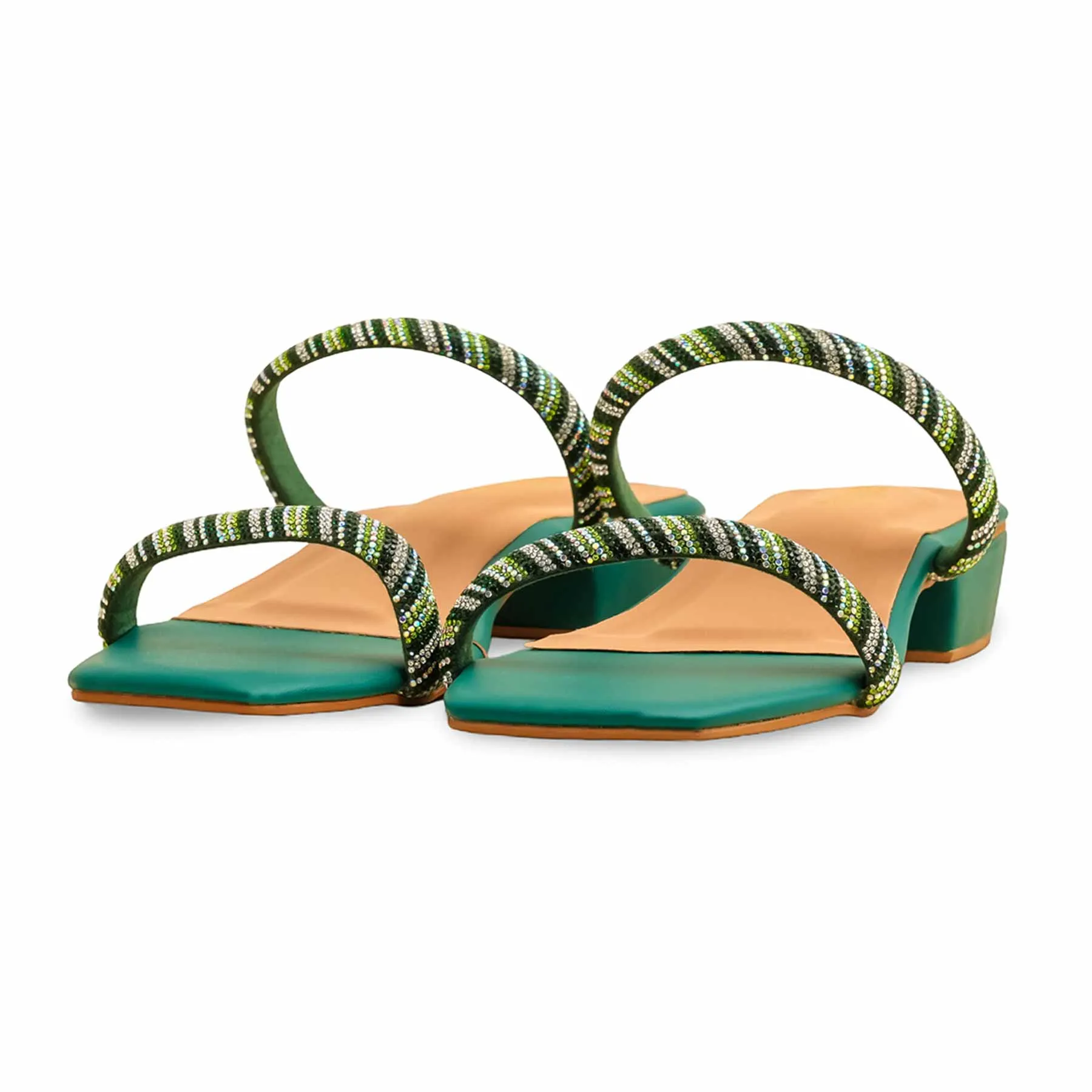 London Edge City Glam Green Fancy Slipper LFN713