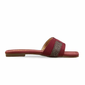 Minimalist simple design Maroon Casual Slipper For Ladies CL2125