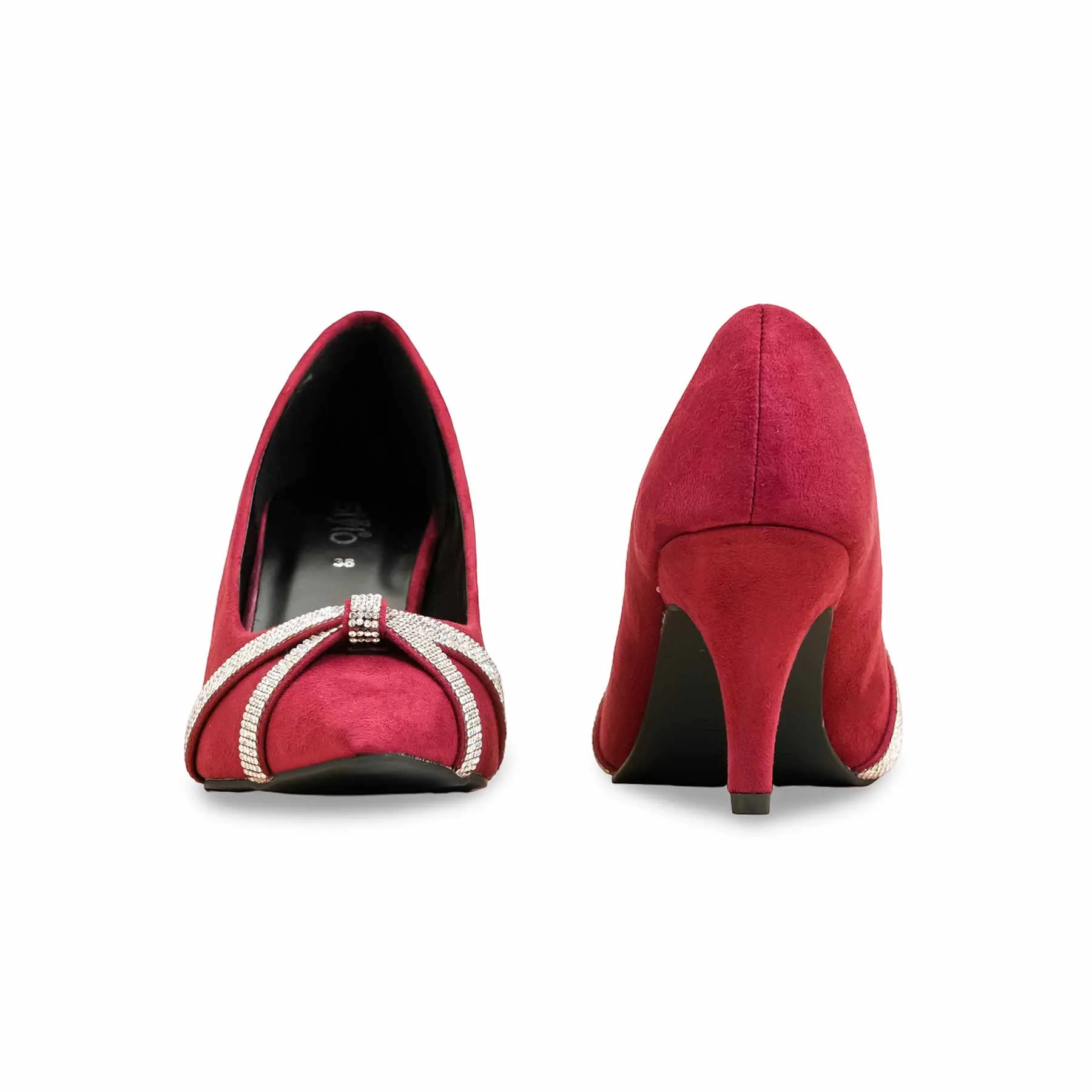 Maroon Court Shoes For Women WN7497 Boho Mood