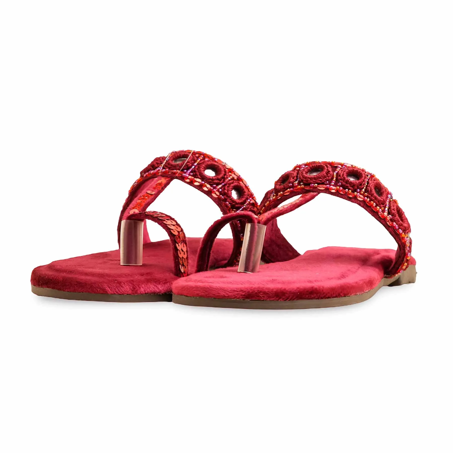 Peak View Maroon Ethnic Chappal EC0236