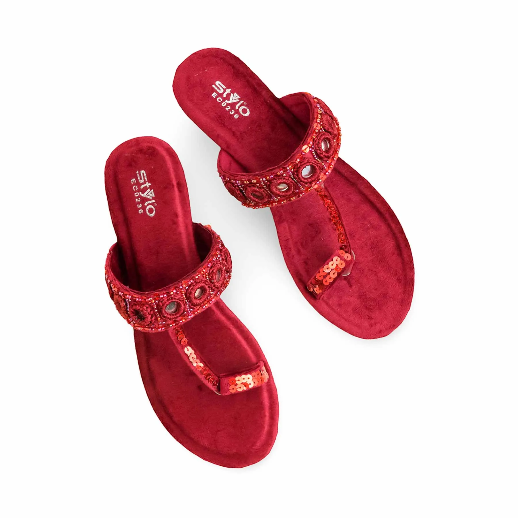 Maroon Ethnic Chappal EC0236 Storm Sky Study Walk