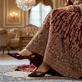 Beach Spark Maroon Fancy Bridal Back Open WN5441