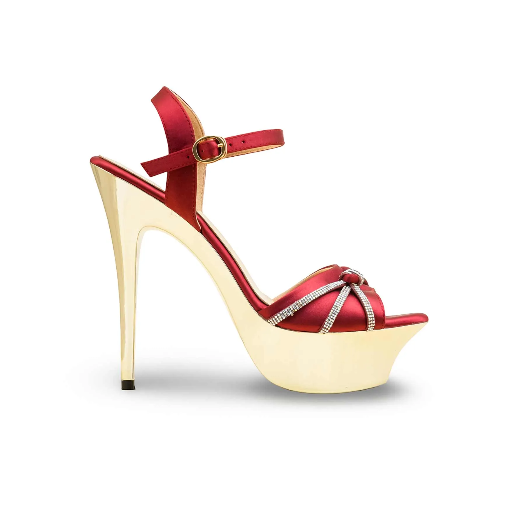 Maroon Fancy Bridal Sandal FN6057 Practical Heel