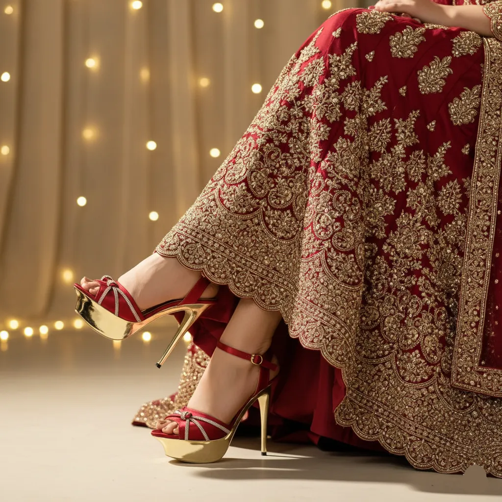 Maroon Fancy Bridal Sandal FN6057 Resort Mode