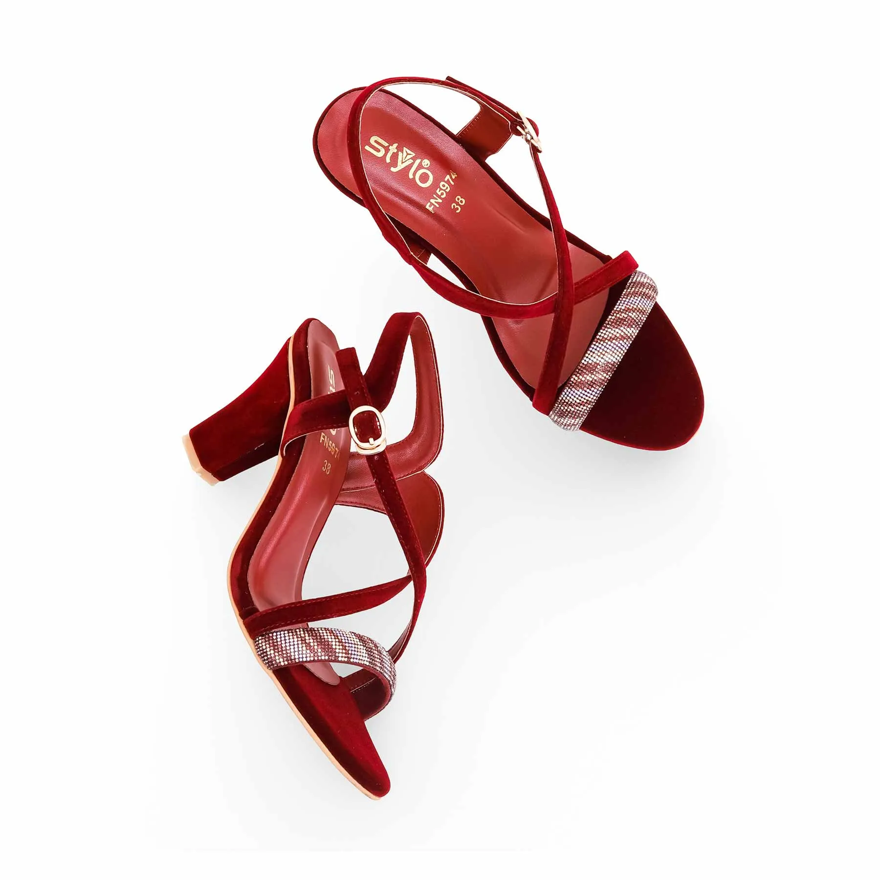 Smart Heels Maroon Fancy Sandal FN5974