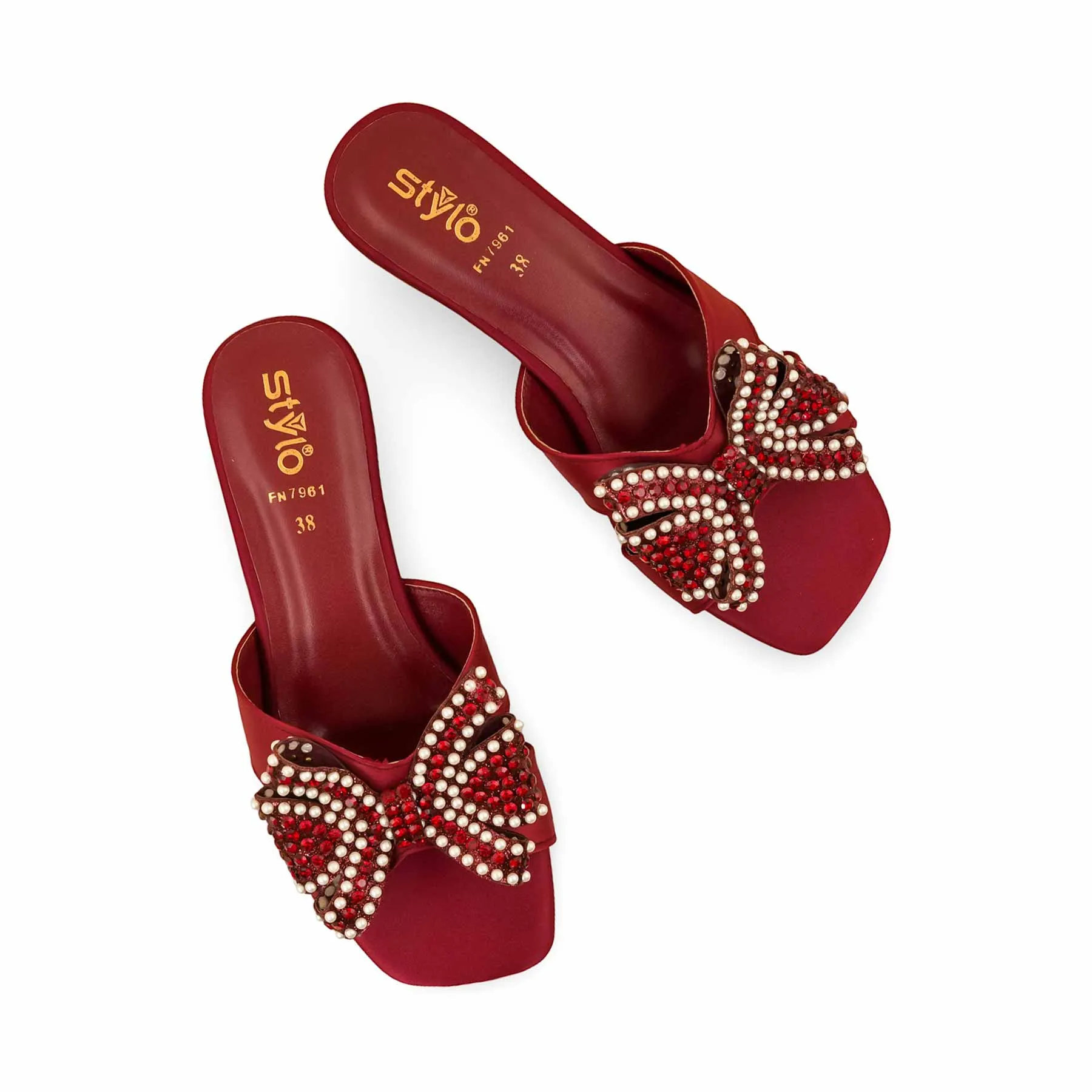Sun Rise Easy Fit Maroon Fancy Slipper FN7961
