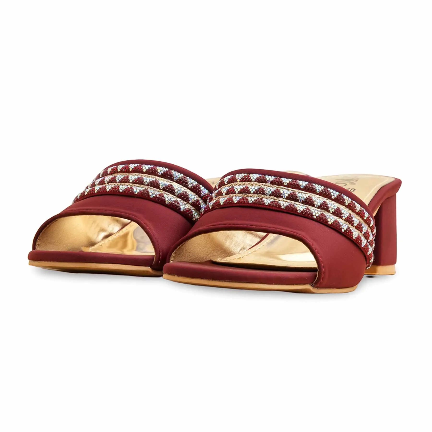 Maroon Fancy Slipper FN7978 Classic Lady Shiny Finish