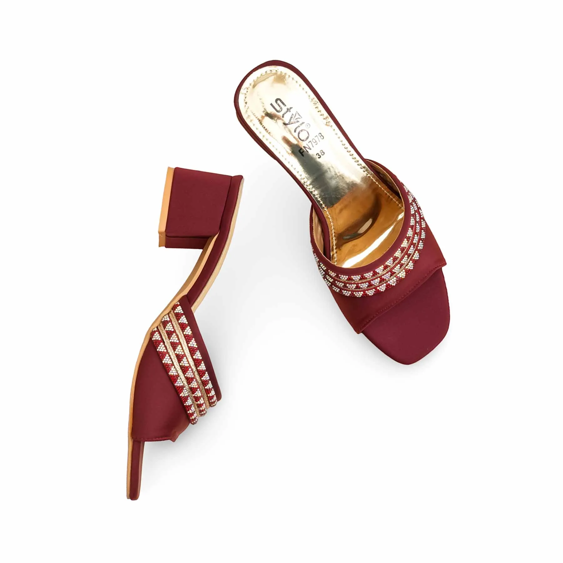 Maroon Fancy Slipper FN7978 Red Heel Work Edge