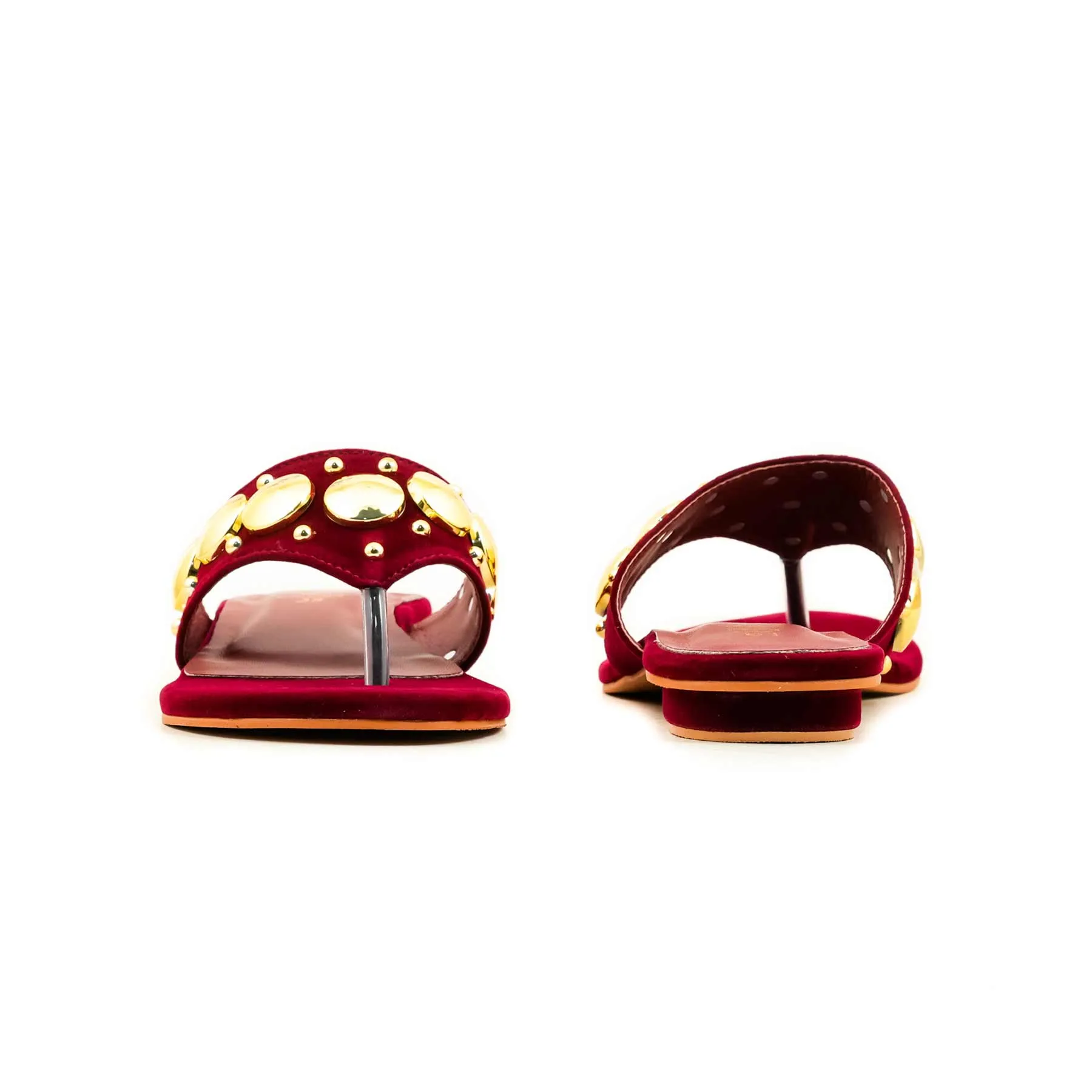 Maroon Formal Chappal For Ladies FR0568 Pose Shot Sleek Construction