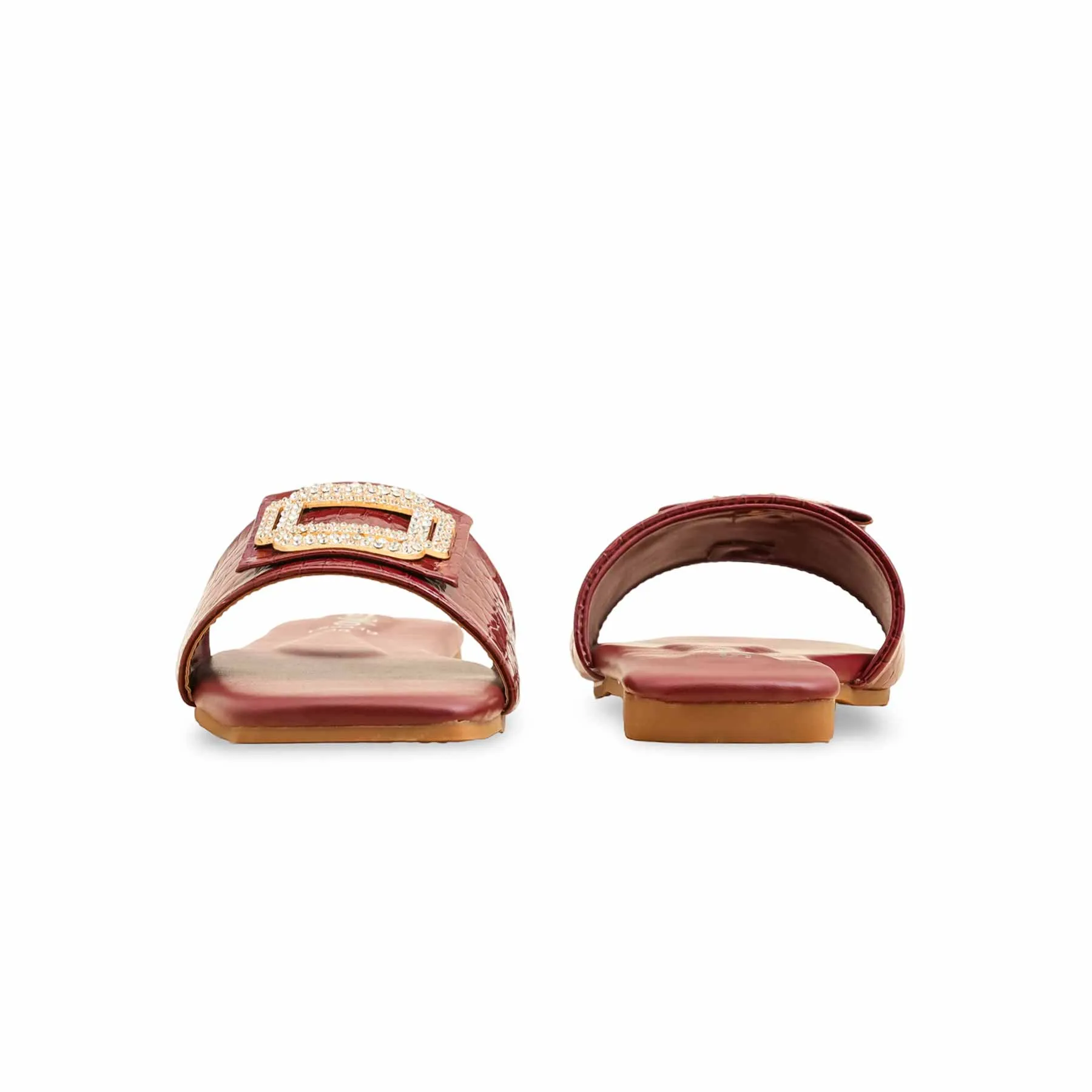 Maroon Formal Slipper For Ladies FR8419 Breathable mesh Street Fair