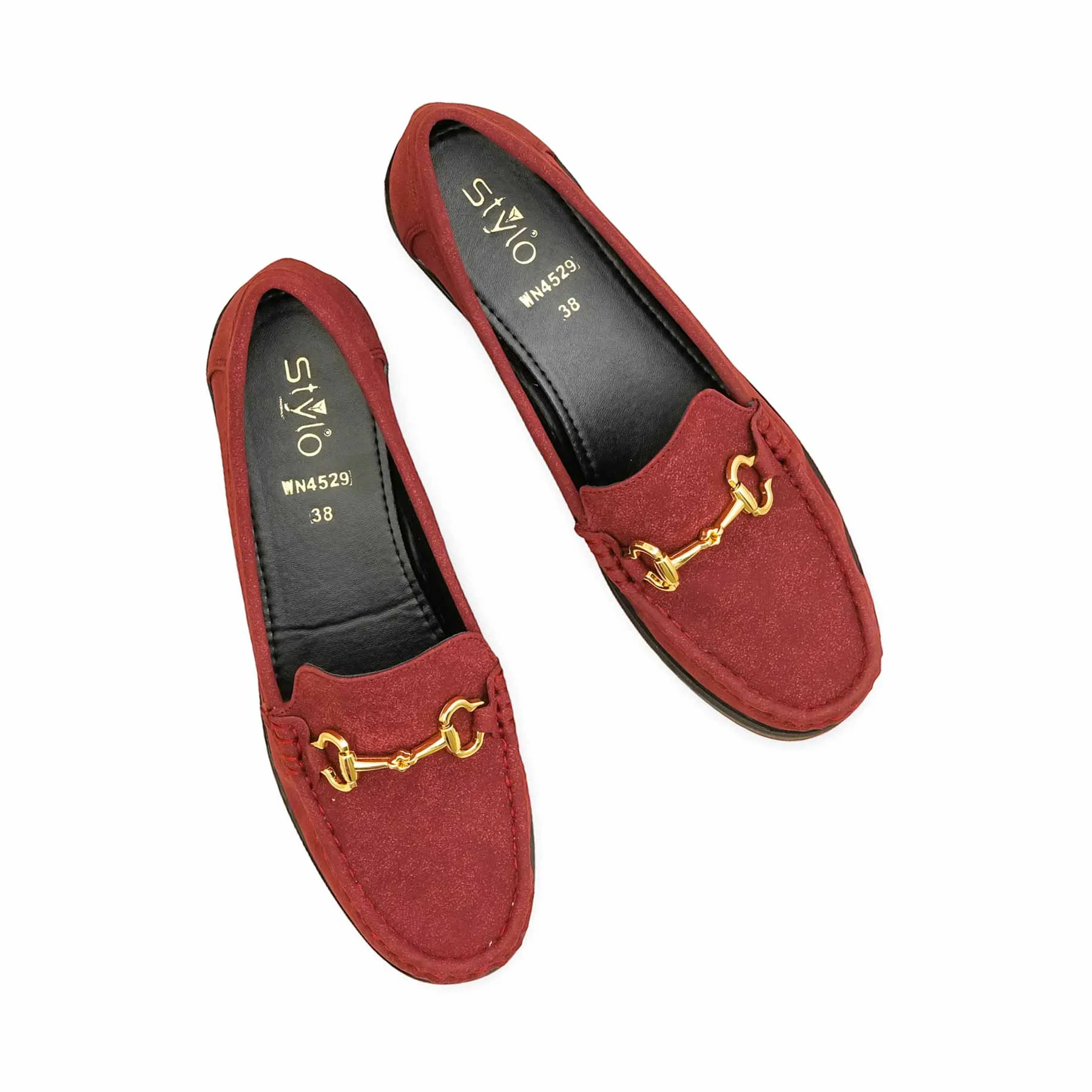 Maroon Moccasin For Ladies WN4529 Comfortable Step Versatile Wear Shoes