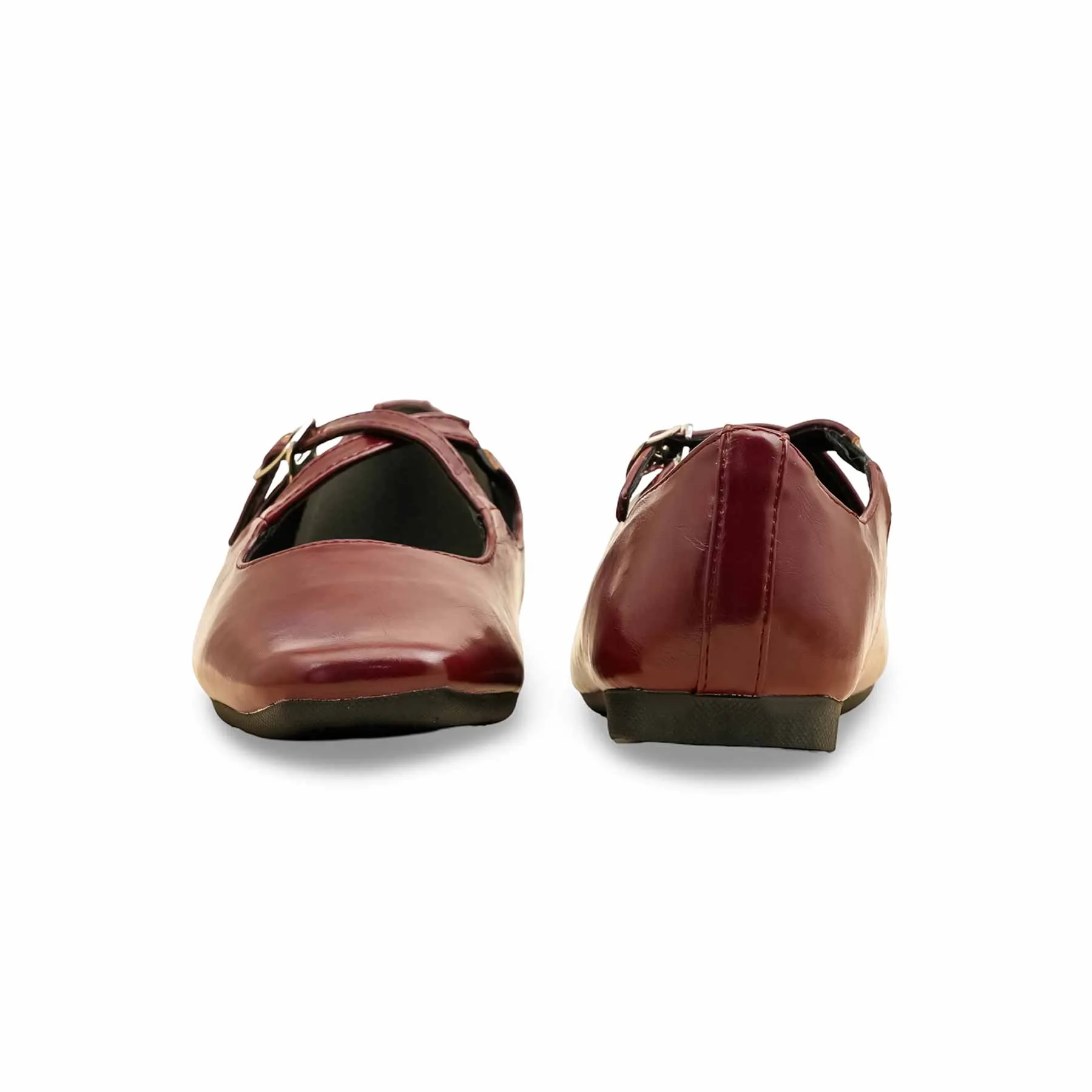 Loafer Style Hidden Spot Maroon Pumps For Ladies WN1232