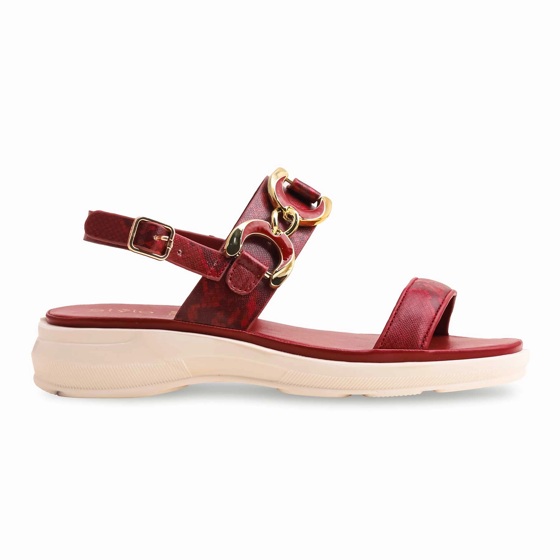 front - zip Stiff Maroon Casual Sandal CL7200