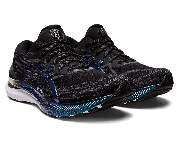 Men's Asics Gel-Kayano 29 Platinum (Black/Blue) Compression Knit Ventilated Mesh