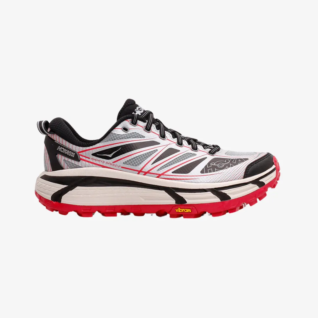 mens hoka mafate speed 2 (grey/red/black) Light support Foot Control