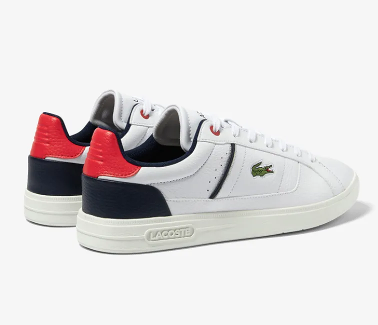 Men's Lacoste Europa Pro 123 3 SMA (White/Navy/Red) Anti   Slip Cushioned Design