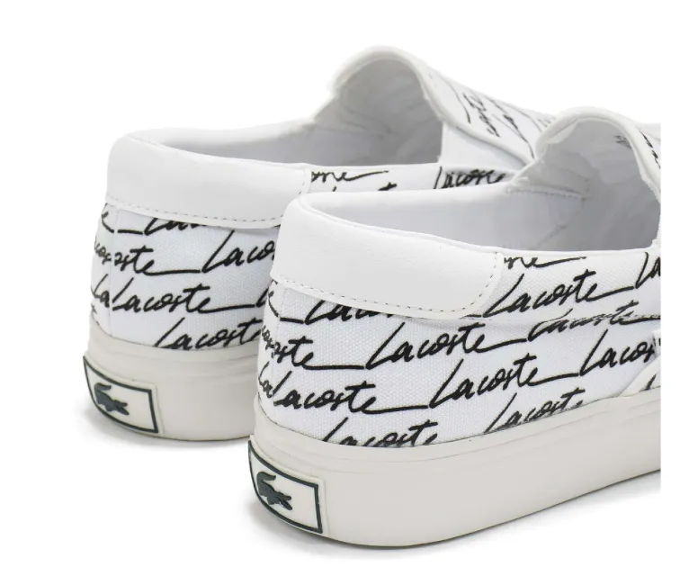 Odor Resistant Insole Anatomical Heel Cup Men's Lacoste Jump Serve Slip 07224 CMA (White/Black)