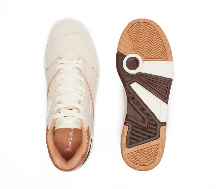fresh feel Seamless Upper Construction Men's Lacoste Lineshot 124 3 SMA (Off White/Light Brown)