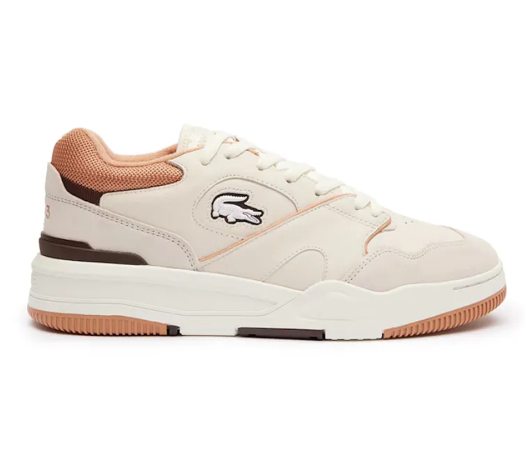 Men's Lacoste Lineshot 124 3 SMA (Off White/Light Brown) Glam stability Quick Dry Interior