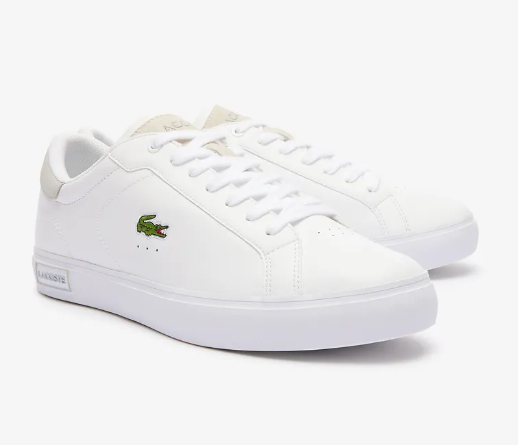 Neutral Colors PU midsole Men??s Lacoste Powercourt 124 2 SMA (White/Light Grey)