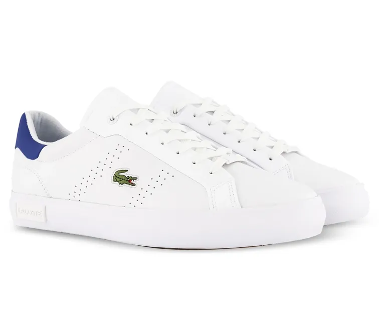 Abrasion Resistant Material Men's Lacoste Powercourt 2.0 0722 1 SMA (White/Blue)