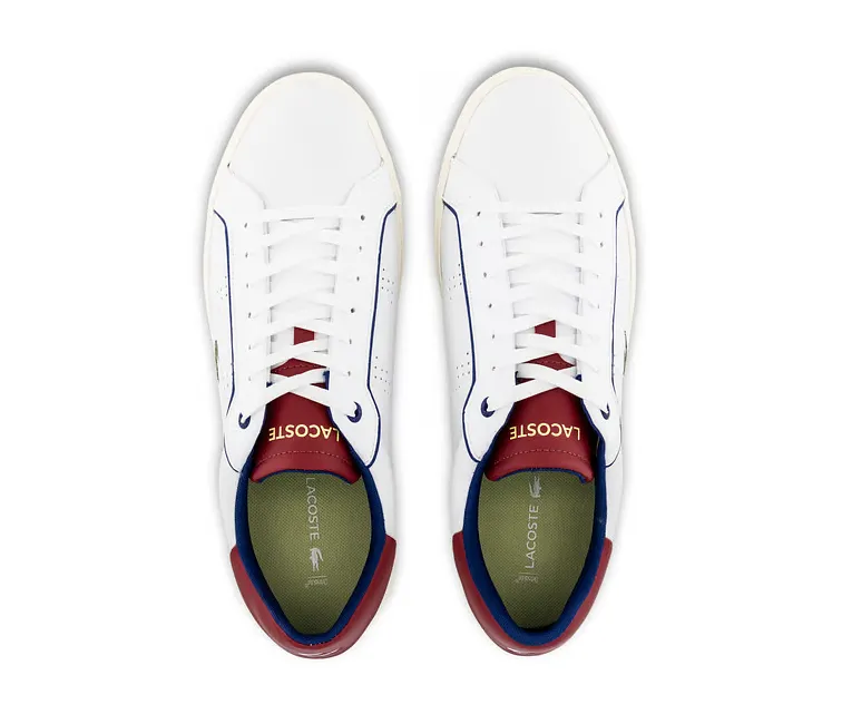 Men's Lacoste Powercourt 2.0 222 1 (White/Red) High-Traction Sole Ethylene Vinyl Acetate