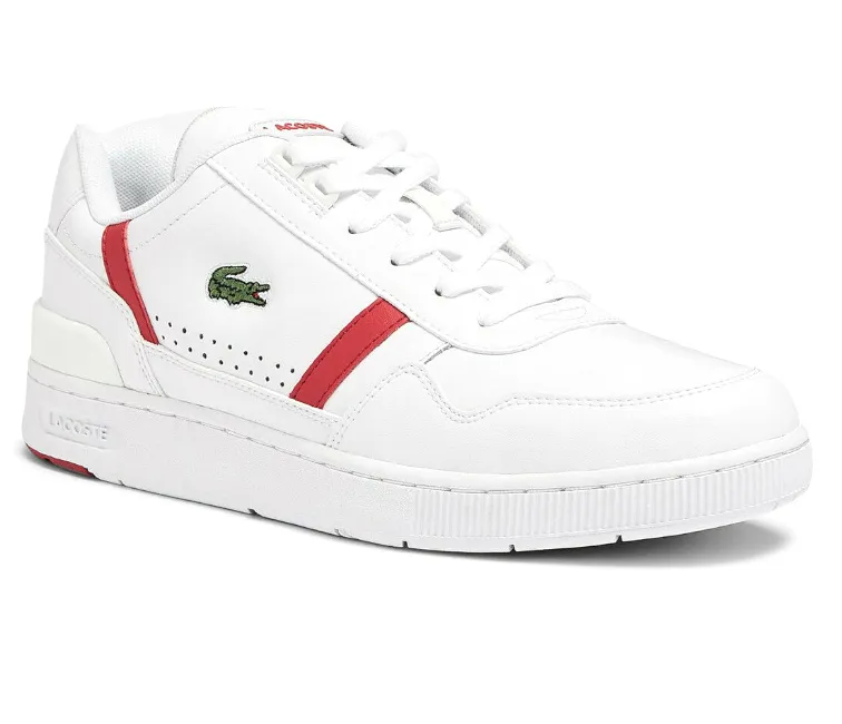 Low Collar Design Pressure Dispersion Insole Men's Lacoste T-Clip 0722 1 SMA (White/Red)