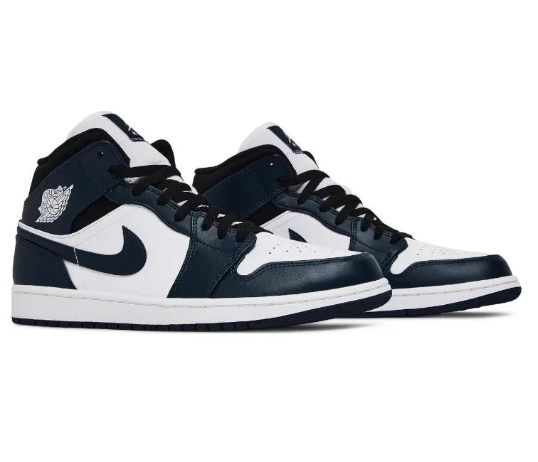 Mens Nike Air Jordan 1 Mid (Armory Navy) Durable Rubber Compound