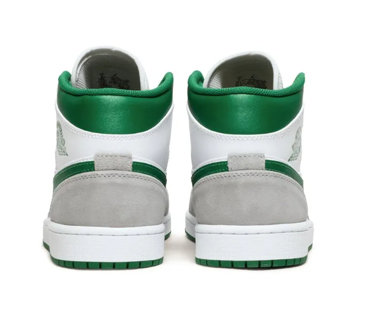 Men's Nike Air Jordan 1 Mid SE (Grey/Pine Green) HighTop Low Bounce