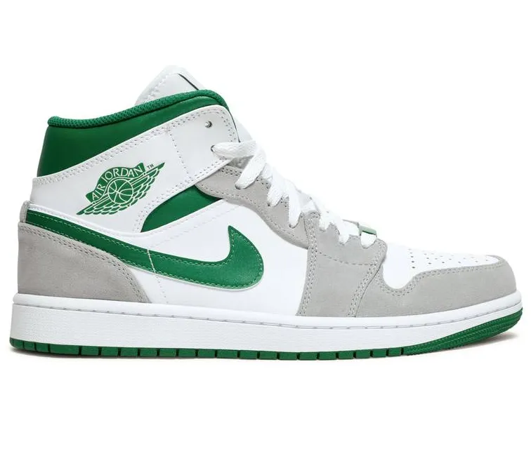 Men's Nike Air Jordan 1 Mid SE (Grey/Pine Green) Stretch Woven Collar