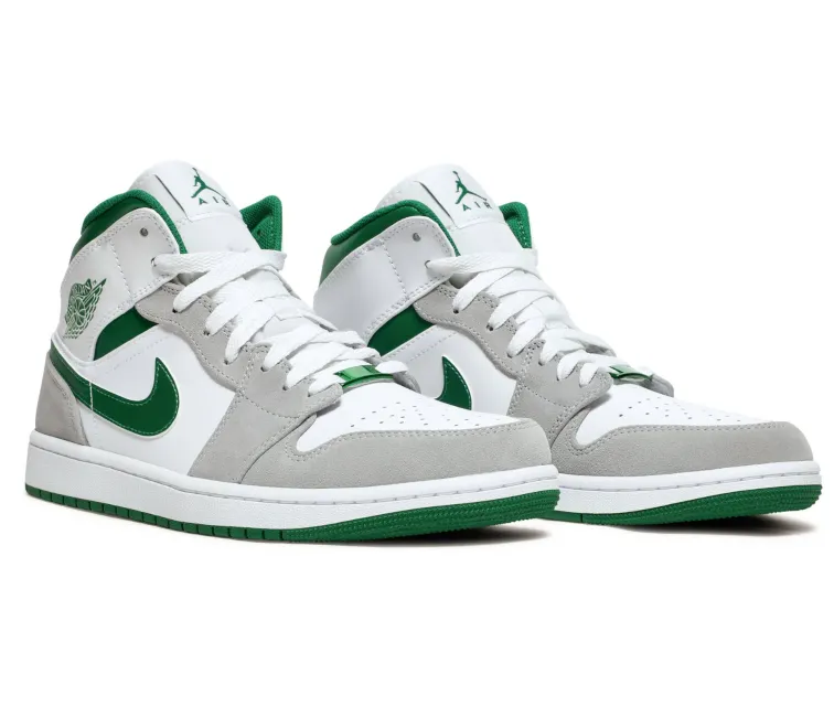 Quick Feel Men's Nike Air Jordan 1 Mid SE (Grey/Pine Green)
