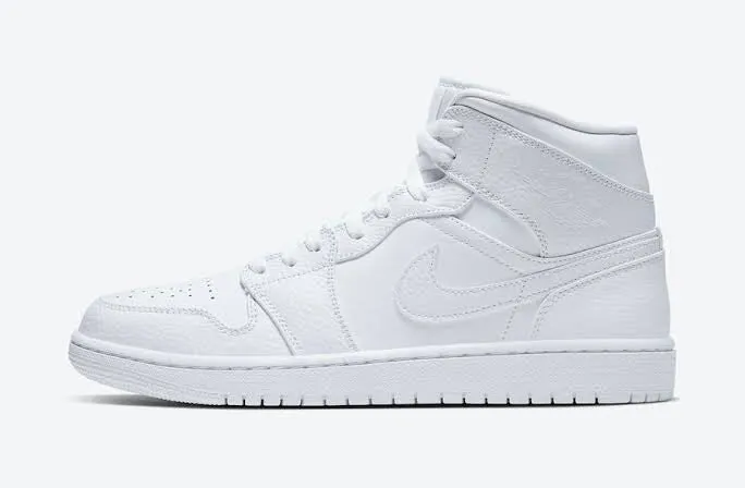 Men's Nike Air Jordan 1 Mid (White/White) Day Wear Plush Sole