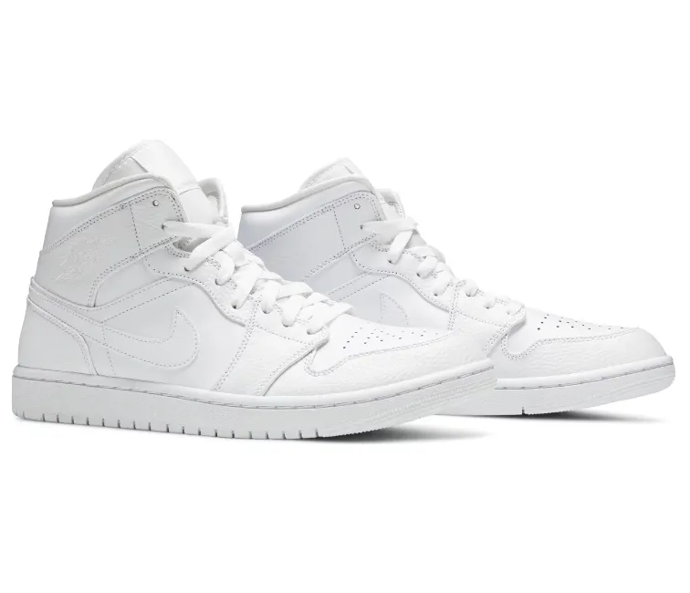 Men's Nike Air Jordan 1 Mid (White/White) Smooth Surface