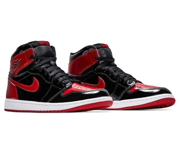 Leather Durable Support Men's Nike Air Jordan 1 Retro OG Patent Bred