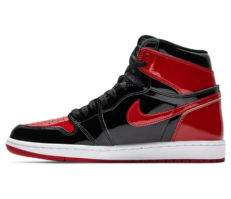 Men's Nike Air Jordan 1 Retro OG Patent Bred Quick Drying Fabric Energy Return Outsole