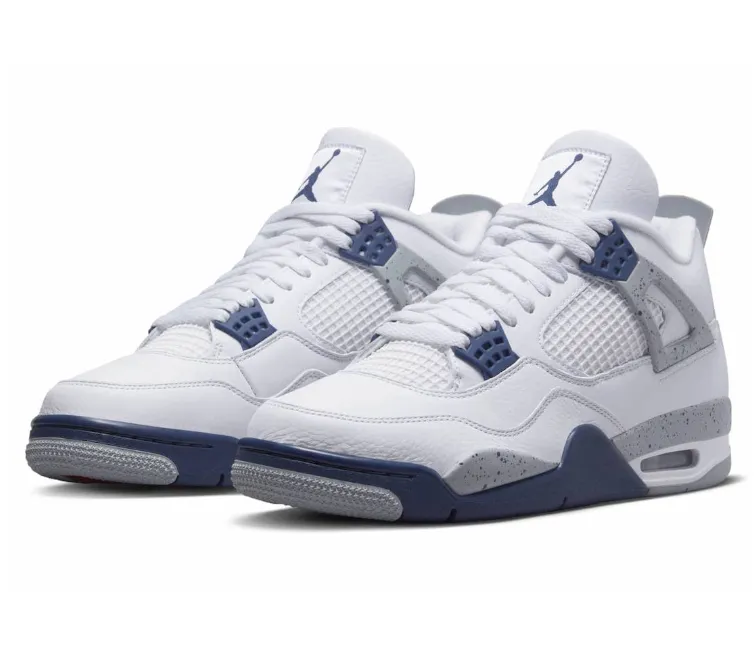 Men's Nike Air Jordan 4 Retro (Midnight Navy) Street Step Running Comfort
