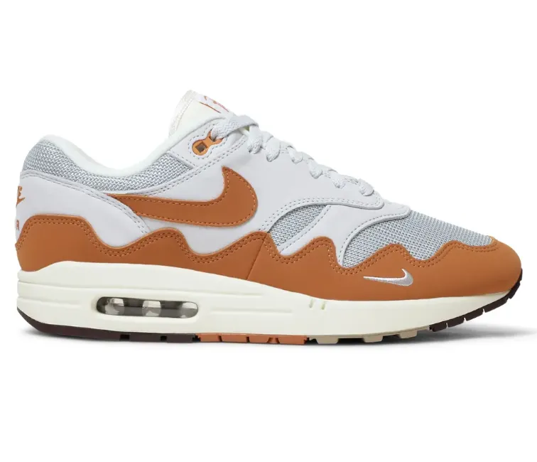 Shock   Absorbing Midsole Fitness Runner Men??s Nike Air Max 1 Patta (Metallic Silver/Monarch)