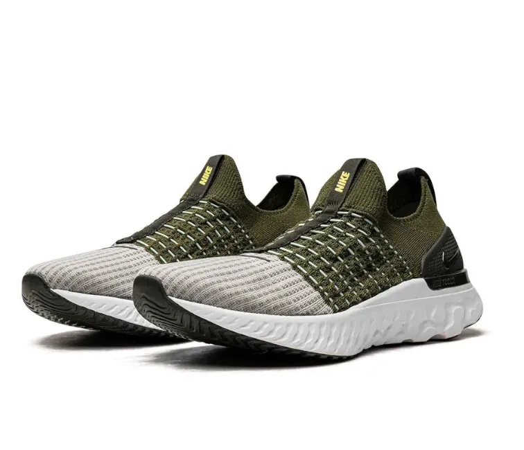 Men's Nike React Phantom Run FK 2 (Rough Green) Abrasion Resistant Construction Tensile Weave Upper