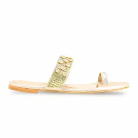 Secure Step Team Meet Golden Fancy Chappal For Women FN0793