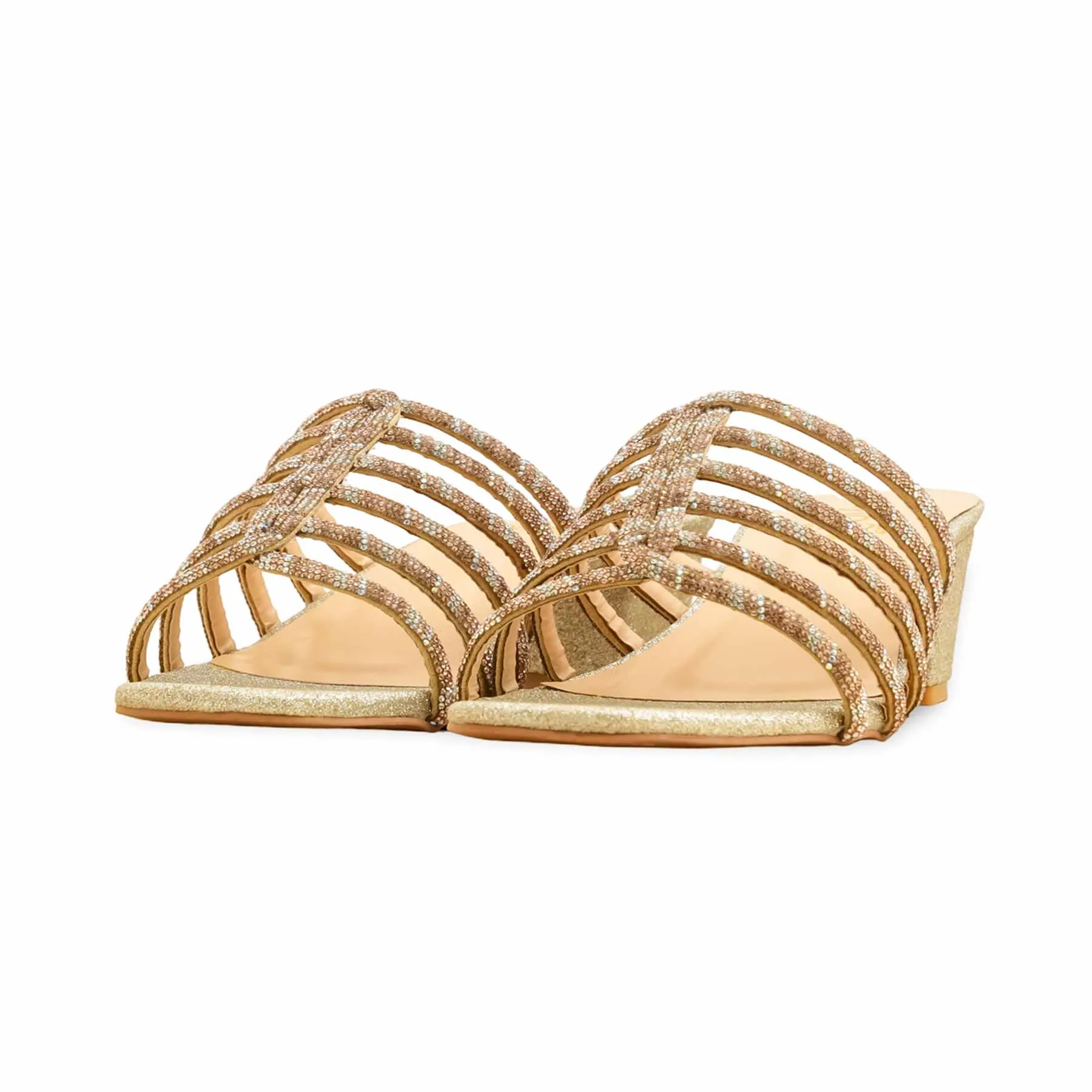 Sophisticated Footwear Open Cut Golden Fancy Slipper FN7979