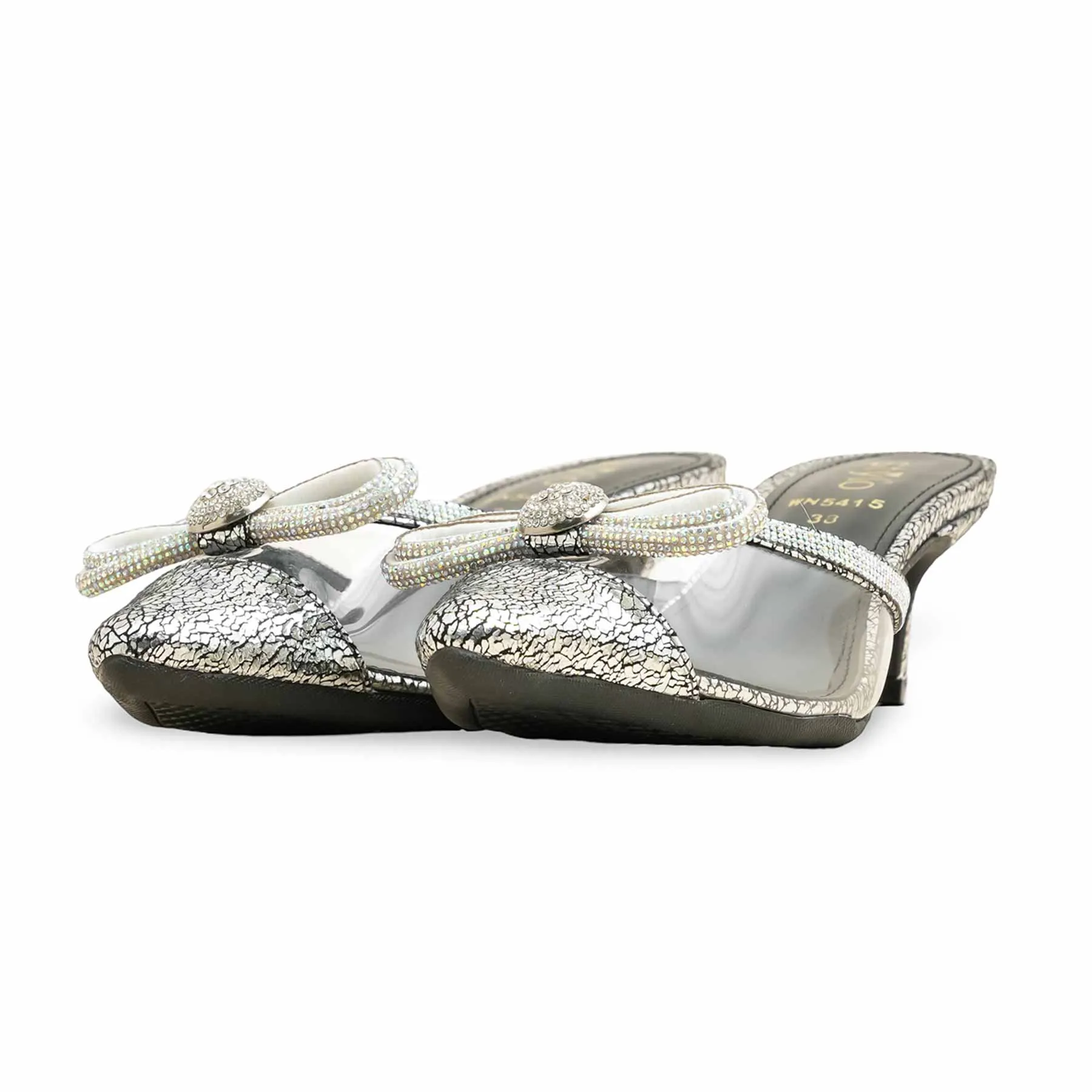 Trendy Sandals Comfy Booties Silver Back Open WN5415
