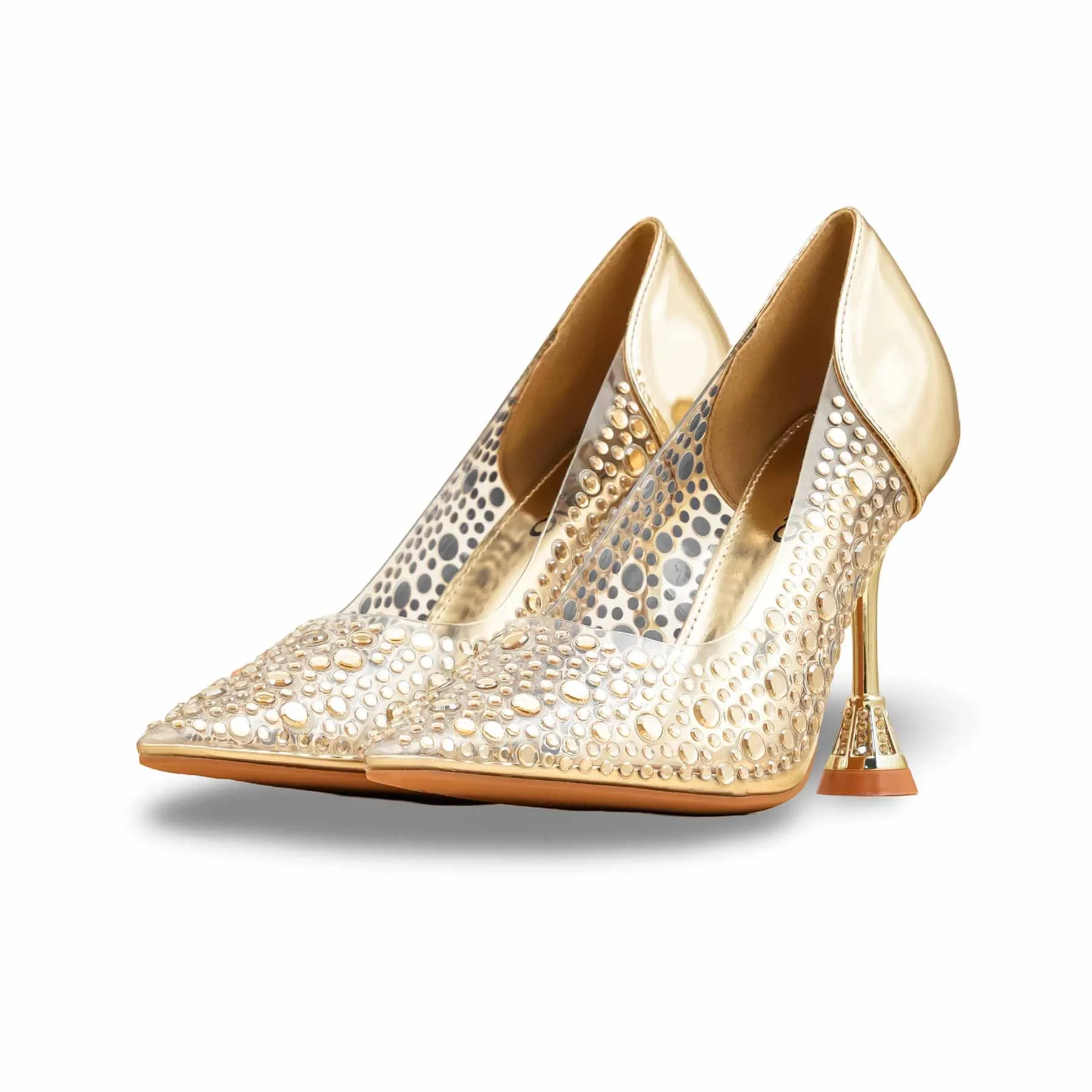 Platform Heel Golden Fancy Bridal Court Shoes WN7524