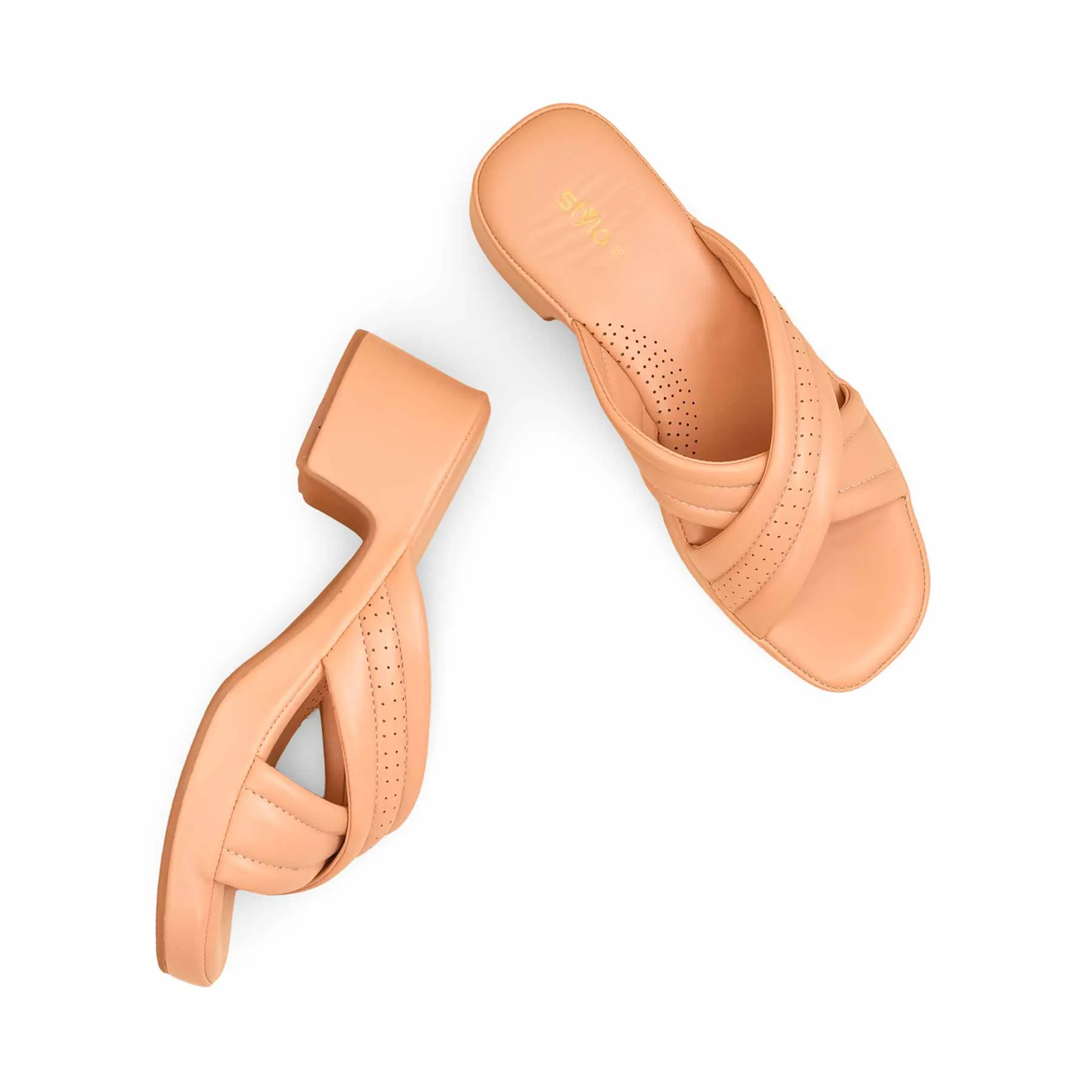 Peach Formal Slipper For Ladies PU0619 Open Toe