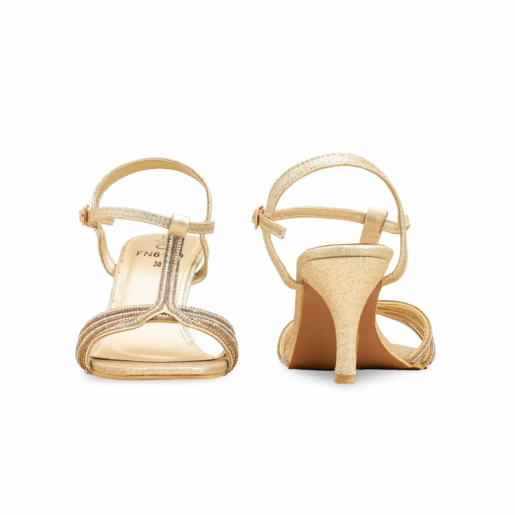 Heel Guard Golden Fancy Women Sandal FN6179