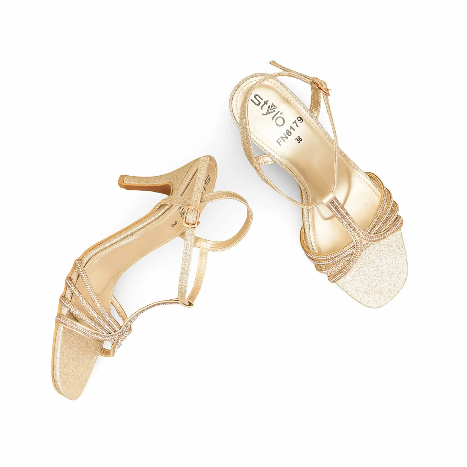 Long Leg Look Minimal Glow Golden Fancy Women Sandal FN6179